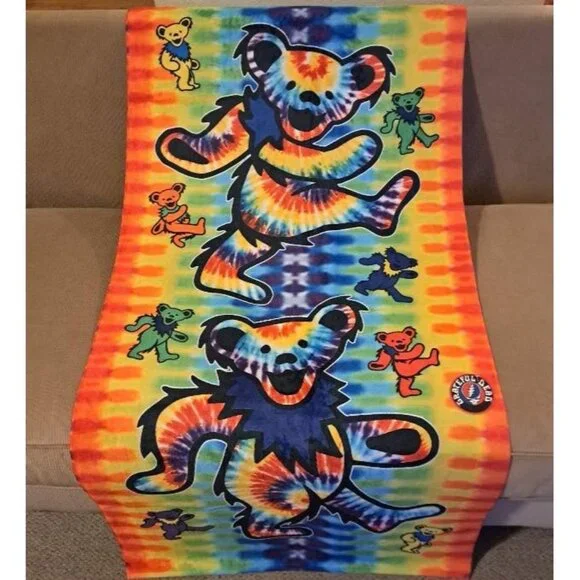 New Tie Dye Dancing Bears Grateful Dead Beach Bath Pool Gift Towel Cotton Bear - Picture 1 of 4